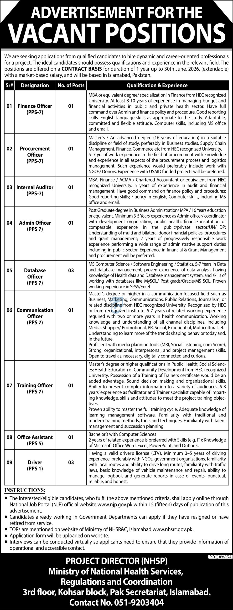 Ministry of National Health Services Regulations & Coordination NHSRC