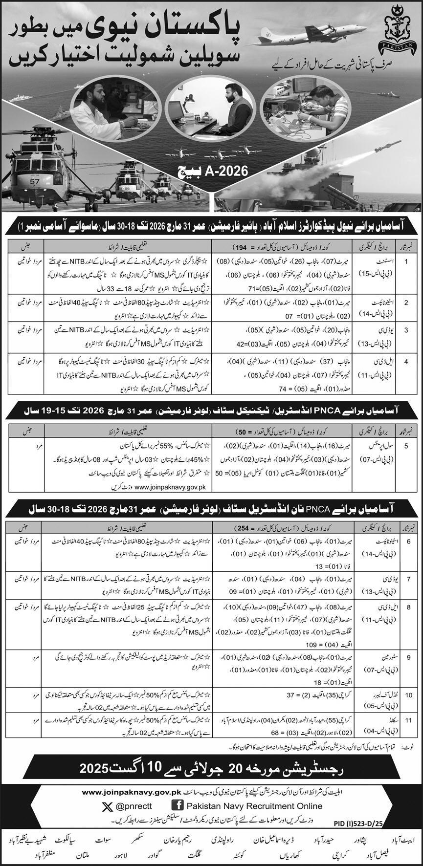 www.joinpaknavy.gov.pk Jobs July 2025 Pakistan Navy Registration Dates