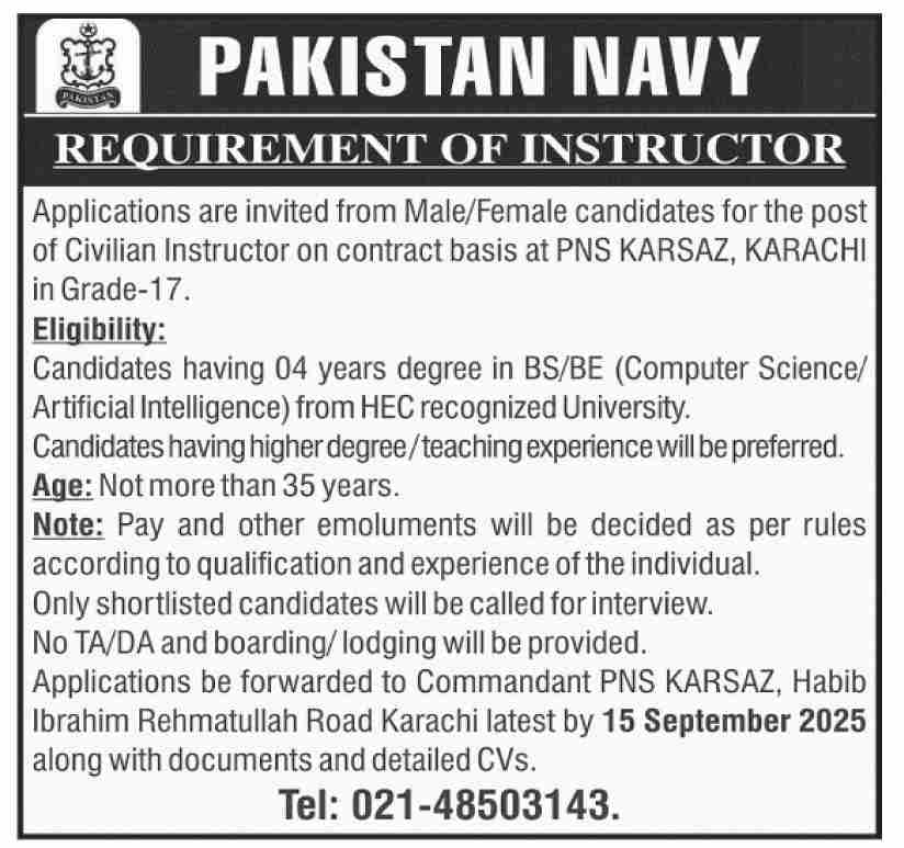 Pakistan Navy Jobs 2025