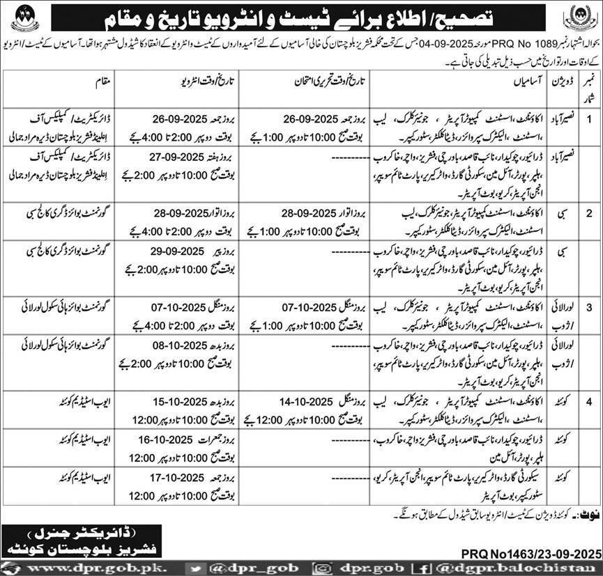 Fisheries Department Management Job Interview of September 2025