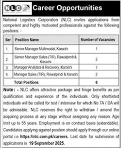 National Logistics Corporation NLC Karachi Jobs 2025 
