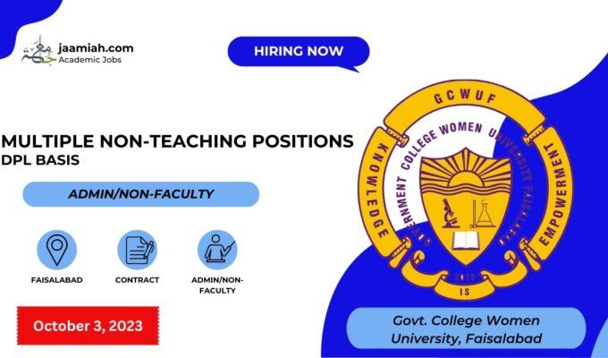 Government College Women University Faisalabad September 2025 for GCWUF Teaching Job