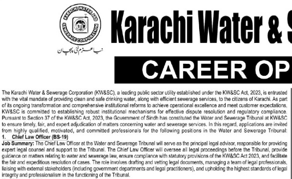 Karachi Water & Sewerage Corporation KWSC Jobs 2025