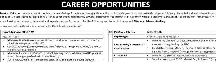Latest National Bank of Pakistan NBP Jobs Chaghi 2025