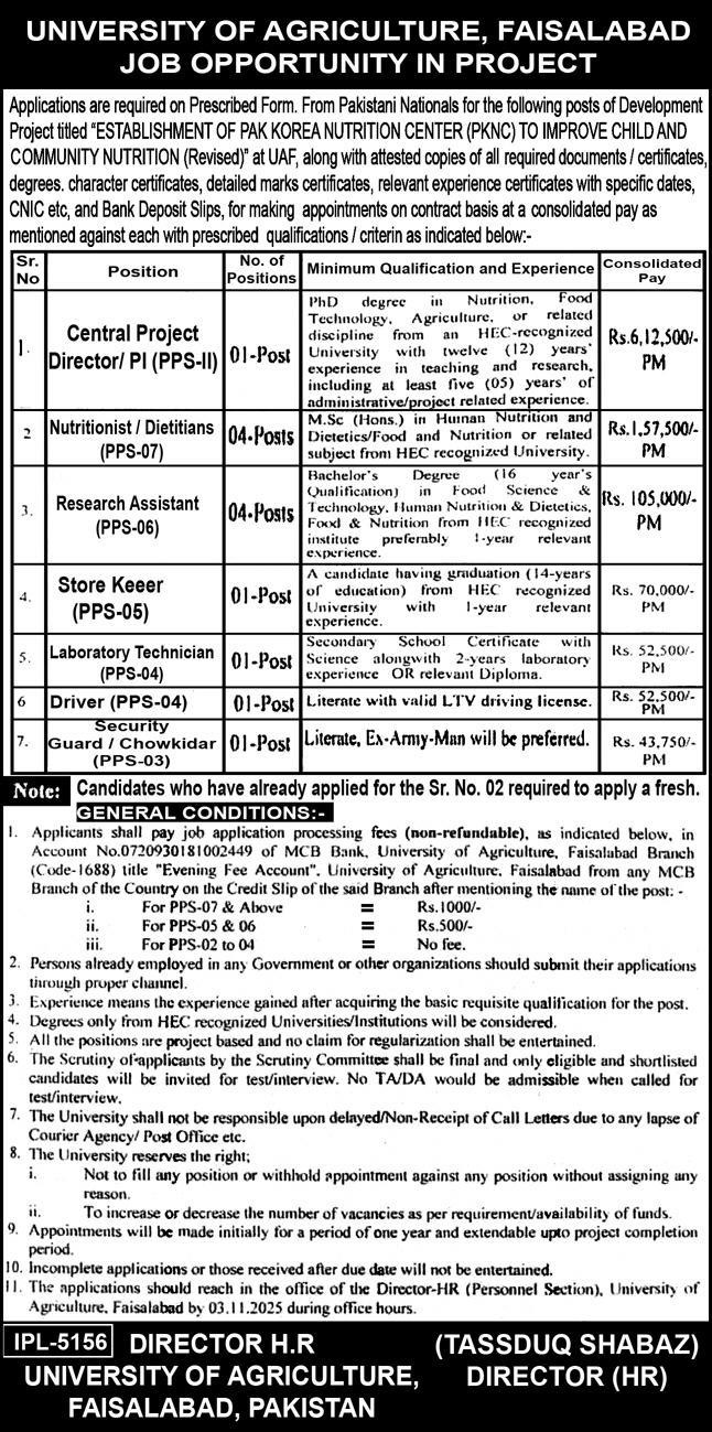 Latest University of Agriculture UAF Management Jobs Faisalabad 2025
