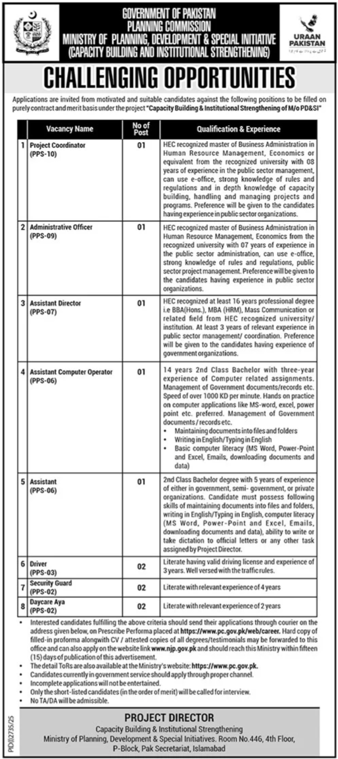 Ministry Of Planning Development & Special Initiative Jobs