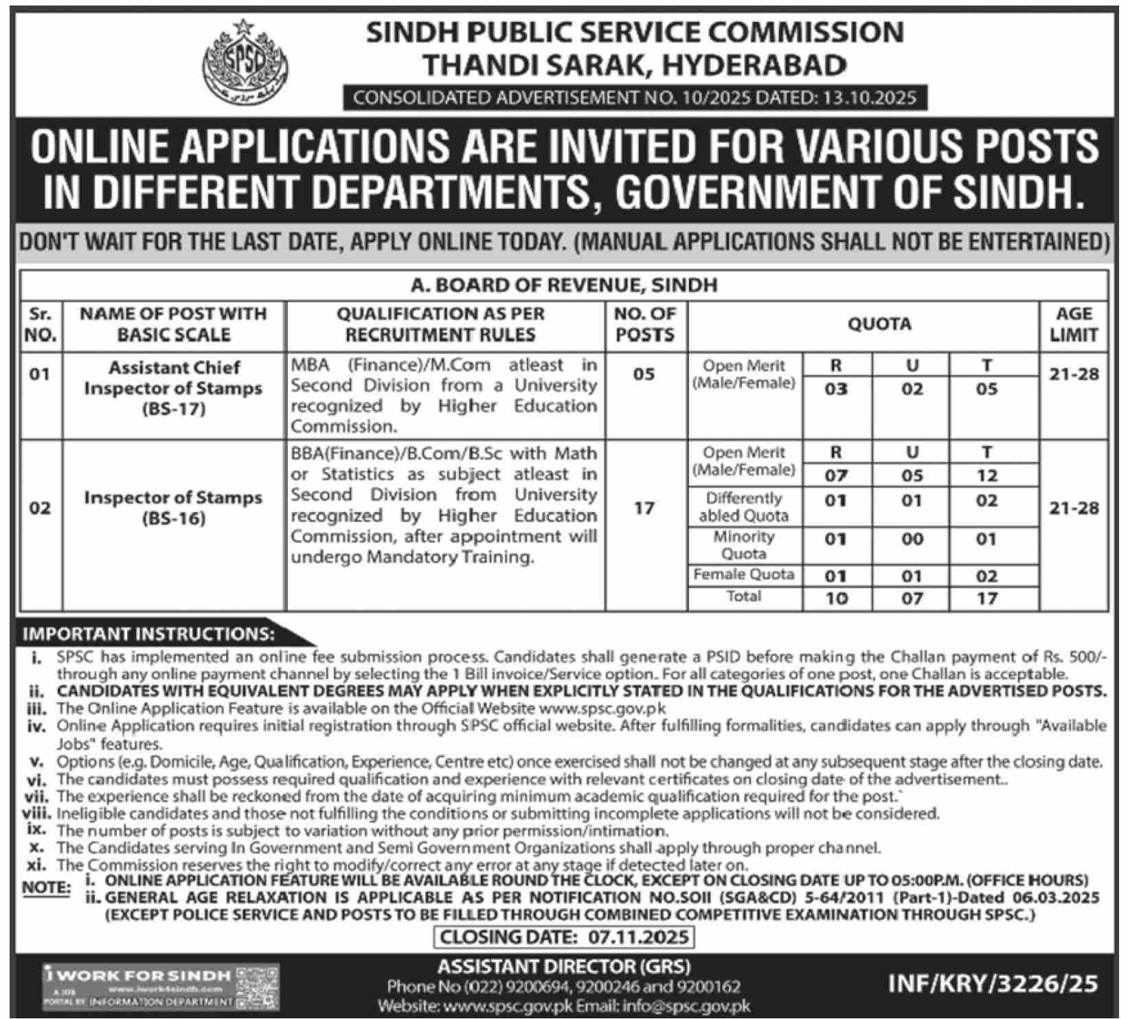 SPSC Sindh Public Service Commission Management Jobs Hyderabad 2025