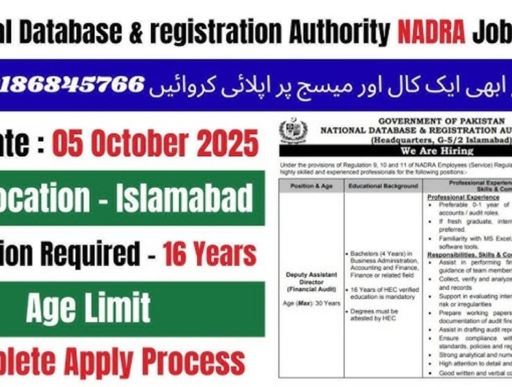 National Database & Registration Authority NADRA Jobs Islamabad 2025 advertisement