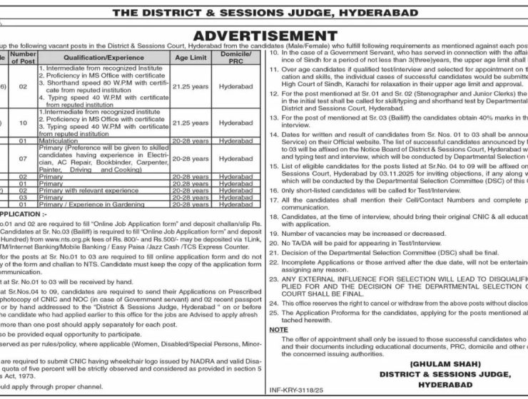 Latest District & Session Judge Management Job Hyderabad 2025
