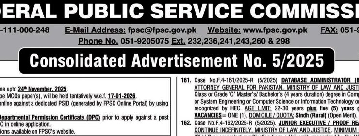 Federal Public Service Commission FPSC Jobs Islamabad 2025