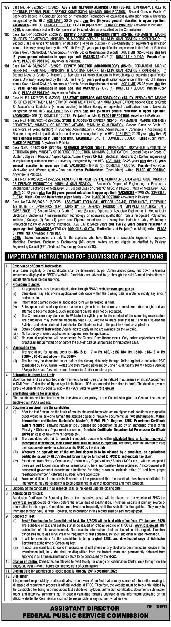 Latest Federal Public Service Commission FPSC Jobs Islamabad 2025