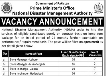 Latest National Disaster Authority Jobs Islamabad 2025