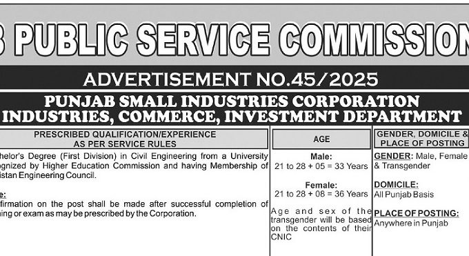 Latest Punjab Public Service Commission PPSC Jobs Lahore 2025