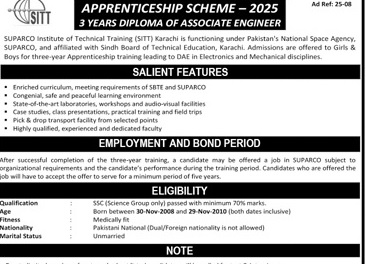 SUPARCO Institute of Technical Training SITT Engineering Jobs Lahore 2025