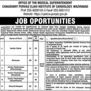 Chaudhary Pervaiz Elahi Institute of Cardiology Wazirabad Jobs Openings 2026