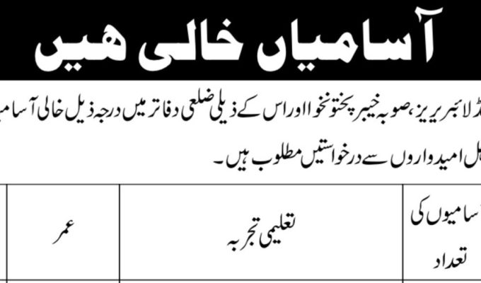 Directorate of Archives and Libraries Khyber Pakhtunkhwa Jobs Openings 2025