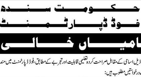 Food Department Sindh Recruitment Jobs 2025