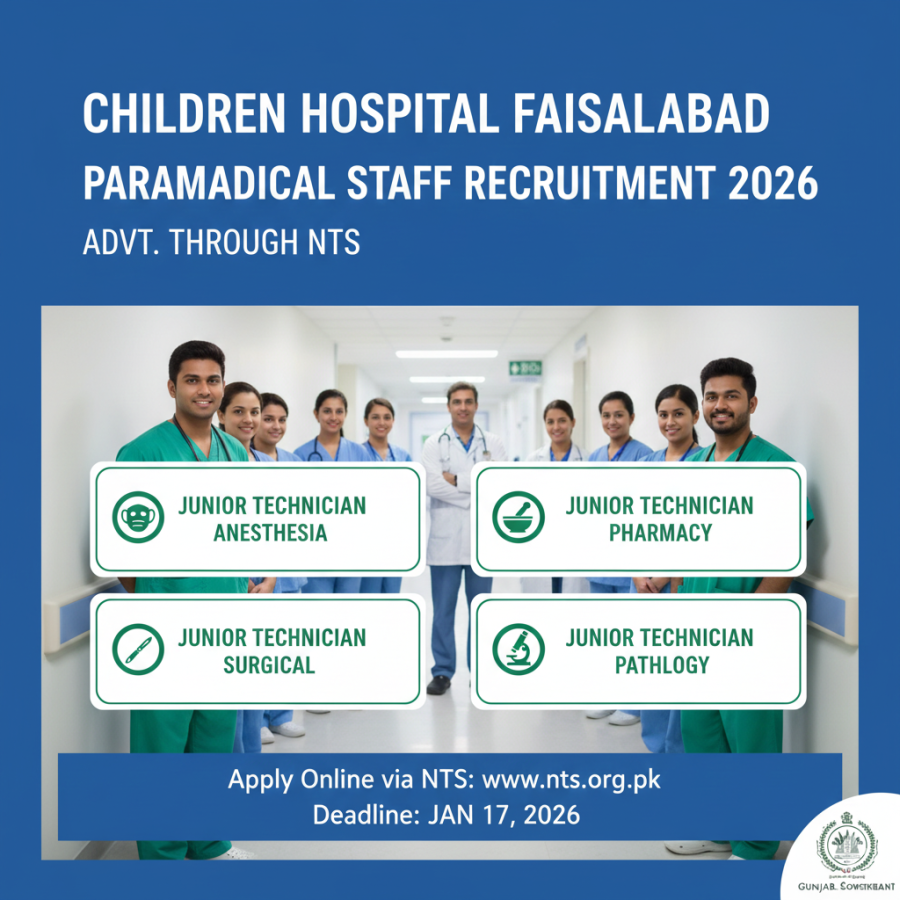 Children Hospital Faisalabad Paramedical Jobs 2026 – Apply via NTS