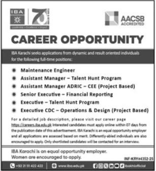 Latest Institute of Business Administration IBA Education Jobs Karachi 2025