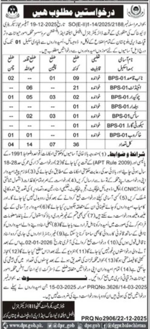 Latest Livestock & Dairy Development Department Jobs Quetta 2025