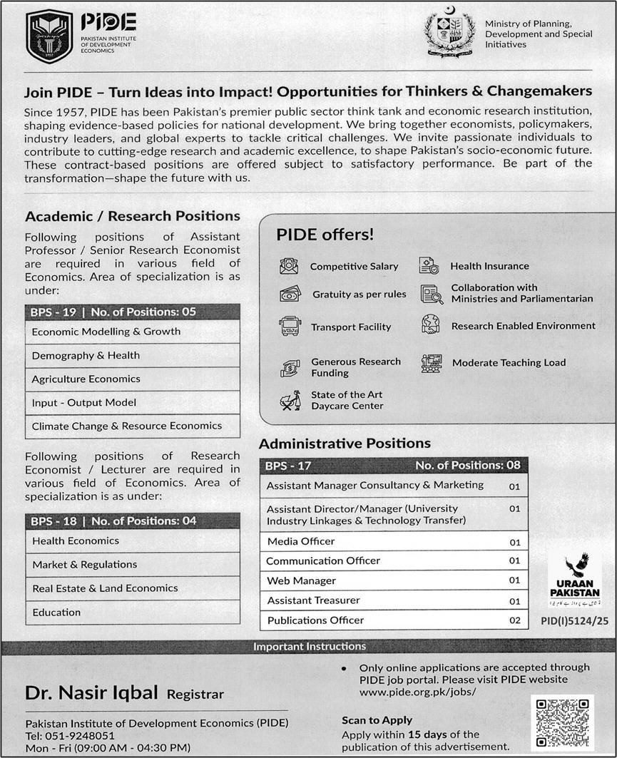 Latest Ministry of Planning Development and Special Initiative Jobs Islamabad 2025