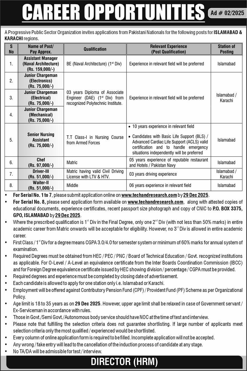 Latest Public Sector Organization Jobs Islamabad 2025