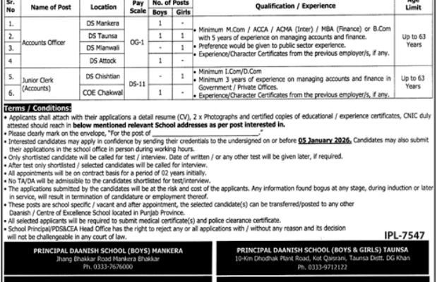 Punjab Daanish Schools & Centers of Excellence Authority Jobs Openings 2026