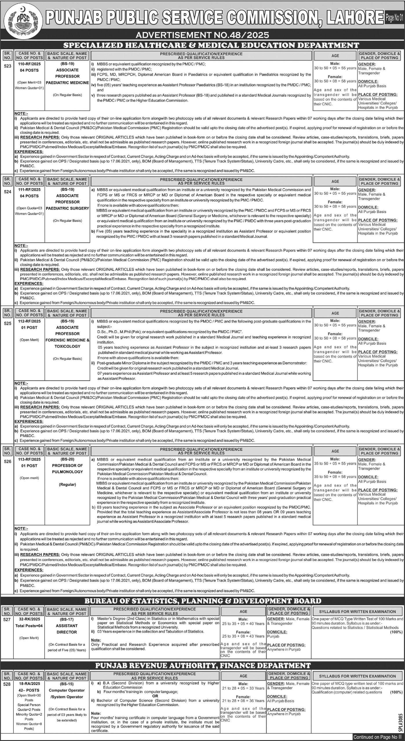 Latest Punjab Public Service Commission PPSC Jobs Lahore 2025
