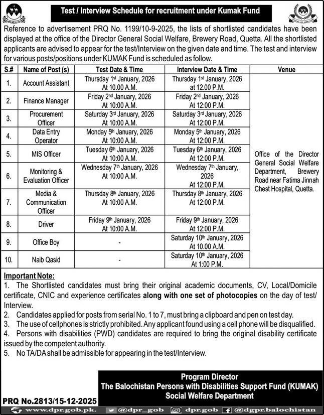 Latest Social Welfare Department Posts Jobs 2025