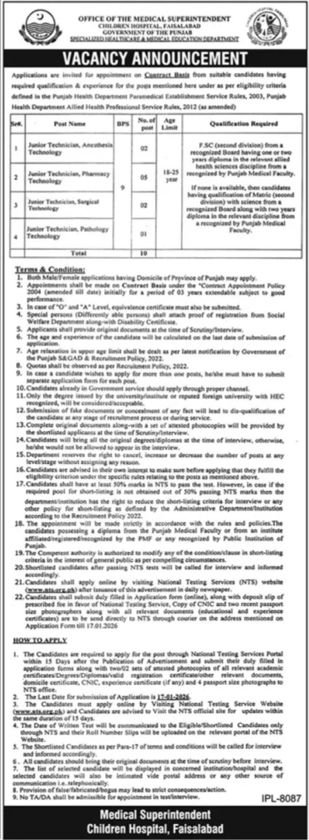 Latest Specialized Healthcare & Medical Education Department Medical Jobs Faisalabad 2025