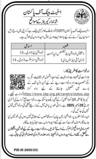 State Bank of Pakistan (SBP) Job Openings 2025