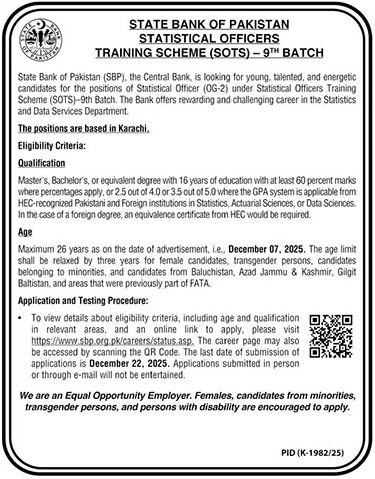 Latest State Bank of Pakistan SBP Jobs Karachi 2025