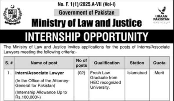 Ministry of Law and Justice Internship Jobs 2025 – Apply Online