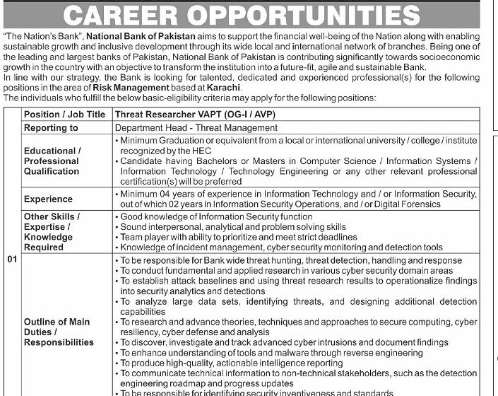 National Bank of Pakistan (NBP) Jobs 2025 – Apply Online