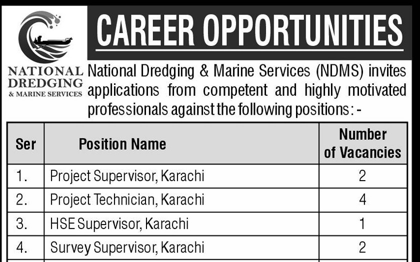 National Dredging & Marine Services (NDMS) Jobs 2025–26 | Apply via Email