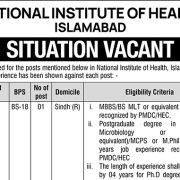 National Institute of Health (NIH) Islamabad Jobs 2025 – Apply Online & By Courier