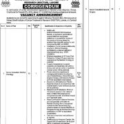 Nawaz Sharif Institute of Cancer Treatment & Research (NSICT&R) Jobs 2025