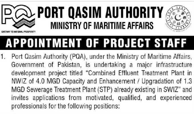 Port Qasim Authority (PQA) Jobs 2025–2026 – Apply Now