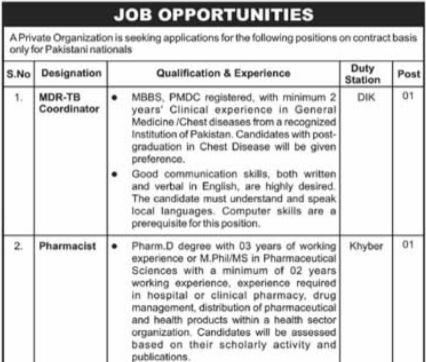 Private Organization Health Sector Jobs 2026 – MDR-TB Coordinator