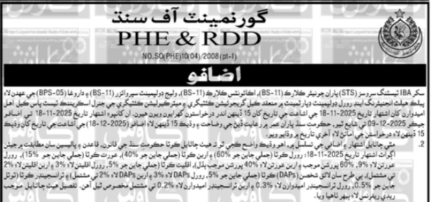 Public Health Engineering & Rural Development Department Sindh Jobs 2025
