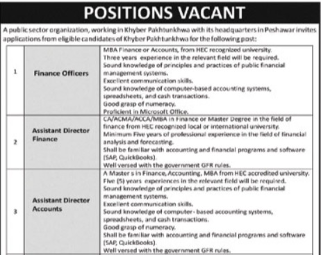 Public Sector Organization Peshawar Jobs 2025 – Apply by Post