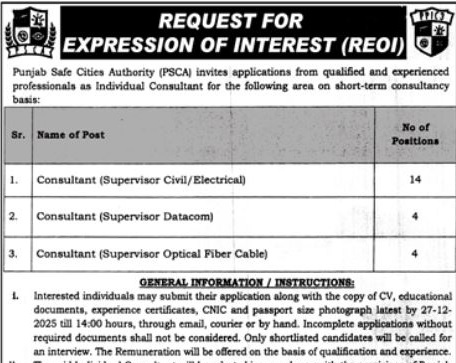 Punjab Safe Cities Authority Jobs 2025 Apply for Professional Vacancies Online & Offline