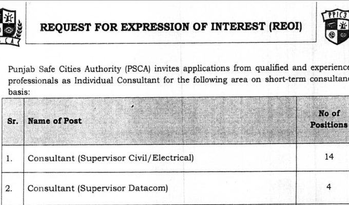 Punjab Safe Cities Authority (PSCA) Jobs 2025 – Short-Term Individual Consultant