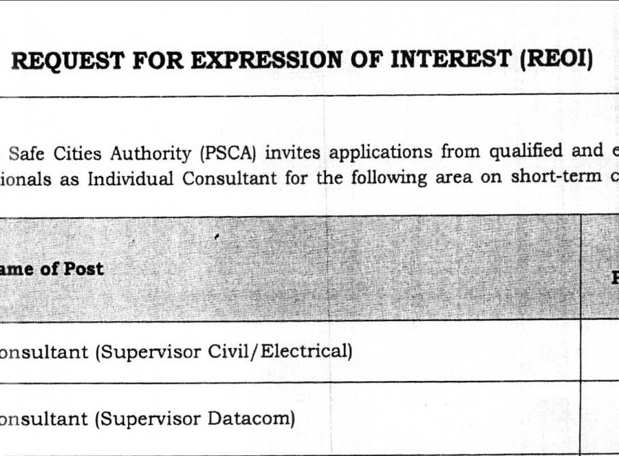 Punjab Safe Cities Authority (PSCA) Jobs 2025 – Short-Term Individual Consultant
