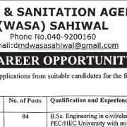 WASA Sahiwal Jobs 2025 – Walk-In Test/Interview for Temporary Positions