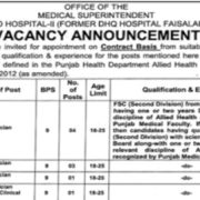 Allied Hospital-II Faisalabad Jobs Openings 2026 – Apply via NTS