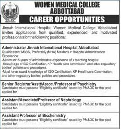 Jinnah International Hospital & Women Medical College Abbottabad Jobs 2026