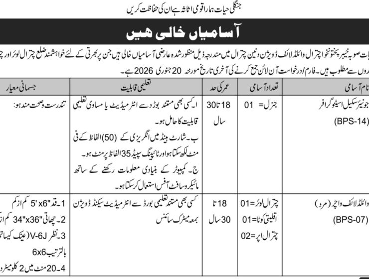 Wildlife Department Chitral Jobs 2026 – Apply Online via ETEA