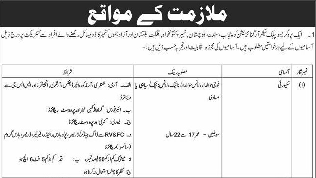 Public Sector Organization Rawalpindi Jobs 2026 – Multiple Technical & Support Staff