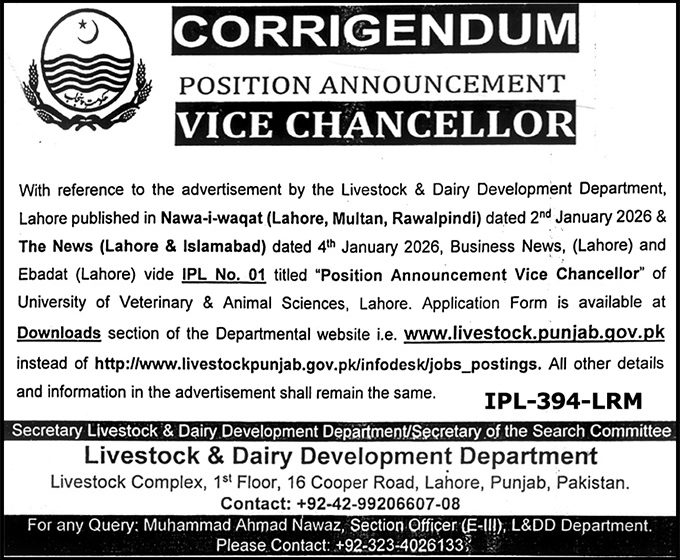 Livestock & Dairy Development Department Jobs 2026